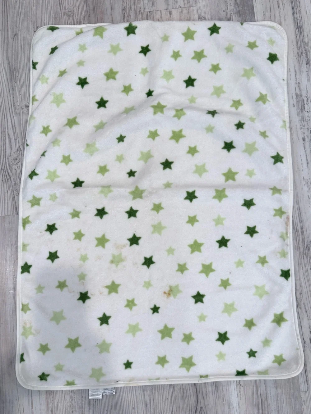 Carter's White Plush Baby Blanket with Green Star Print